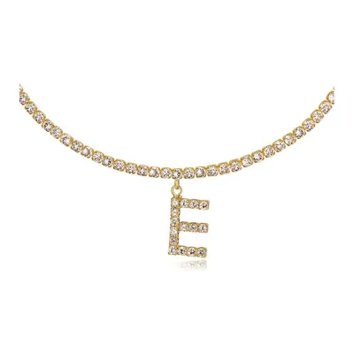 Women's Rhinestone 26 Alphabet Letter Pendant Necklace Alloy Claw Chain