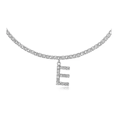 Women's Rhinestone 26 Alphabet Letter Pendant Necklace Alloy Claw Chain