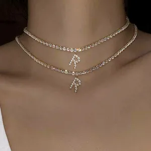 Women's Rhinestone 26 Alphabet Letter Pendant Necklace Alloy Claw Chain