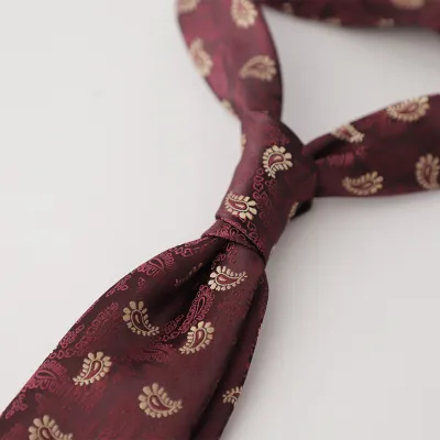 Men Fashion Retro 8cm Square Jacquard Burgundy Tie for Business