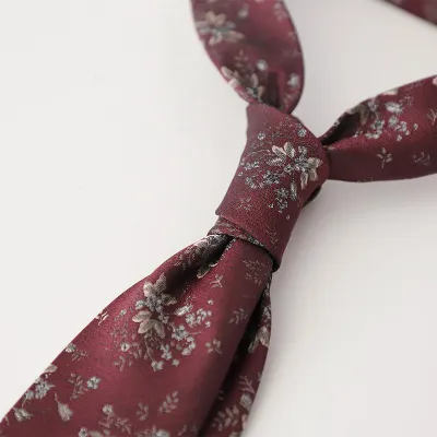 Men Fashion Retro 8cm Square Jacquard Burgundy Tie for Business