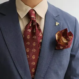 Men Fashion Retro 8cm Square Jacquard Burgundy Tie for Business