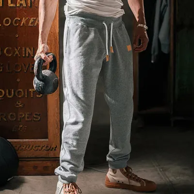 Men Fashion Casual Spring And Autumn Solid Color Drawstring Loose Pants