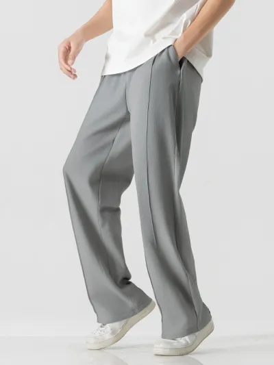 Men's Casual Linen Style Solid Color Loose Straight Leg Pants