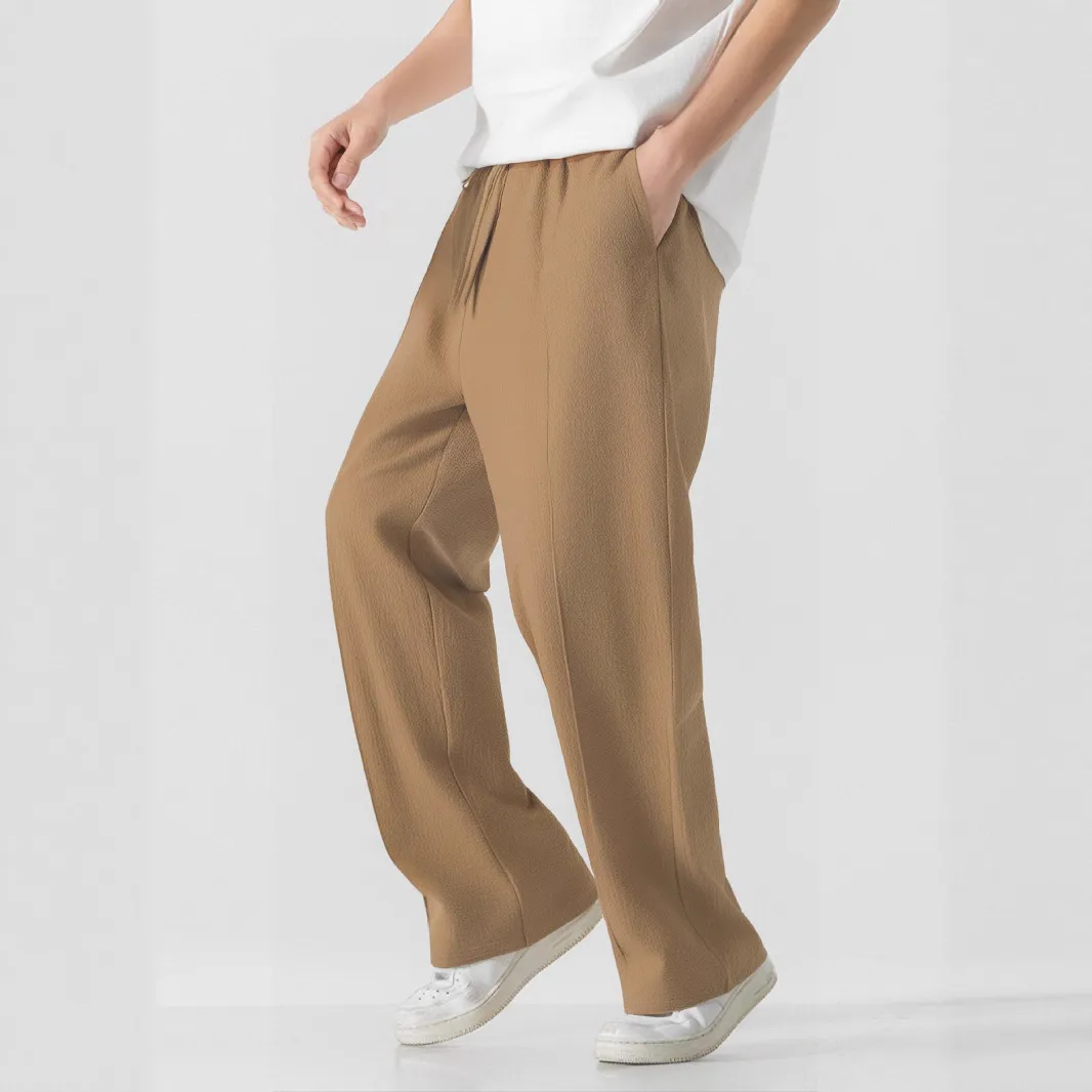 Men's Casual Linen Style Solid Color Loose Straight Leg Pants