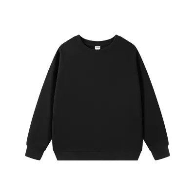 Men Fashion Casual Solid Color Round-Neck Long-Sleeve Loose Fit Pullover Sweatshirt