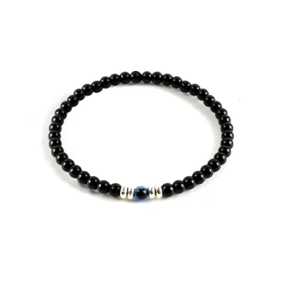Men's Fashion Natural Stone Turquoise 6mm Eye Bracelet