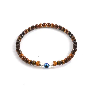 Men's Fashion Natural Stone Turquoise 6mm Eye Bracelet