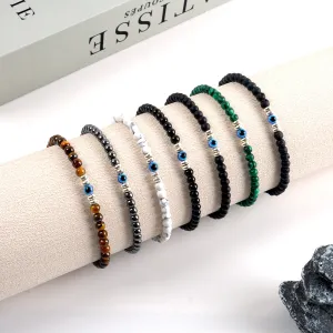 Men's Fashion Natural Stone Turquoise 6mm Eye Bracelet