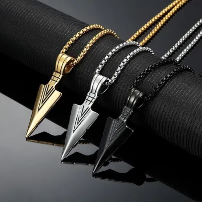 Men Fashion Retro Alloy Arrow Pendant Necklace