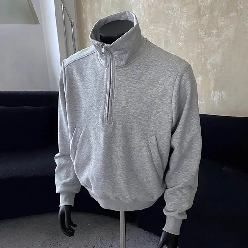 Men's Casual Solid Color Turtle Neck Long Sleeve Pullover Sweatshirt