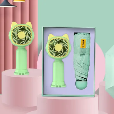 Fashion Handheld Small Fan Umbrella Gift Box Set