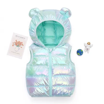 Kids Autumn Winter Cute Colorful Sleeveless Hooded Down Vest