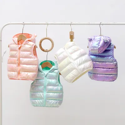 Kids Autumn And Winter Cute Colorful Sleeveless Hooded Down Vest