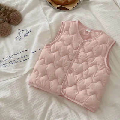 Kids Autumn And Winter Cute Solid Color Sleeveless Down Vest