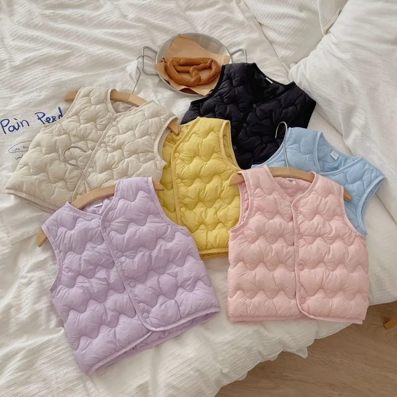 Kids Autumn And Winter Cute Solid Color Sleeveless Down Vest