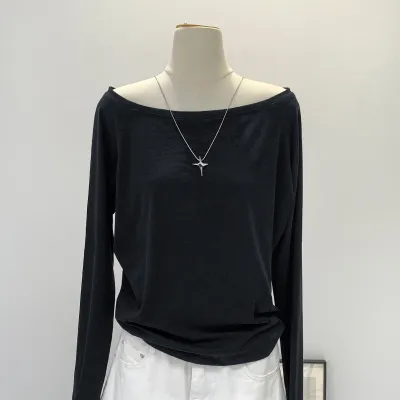 Women Casual Solid Color Cotton Long-Sleeve Loose Fit T-Shirt