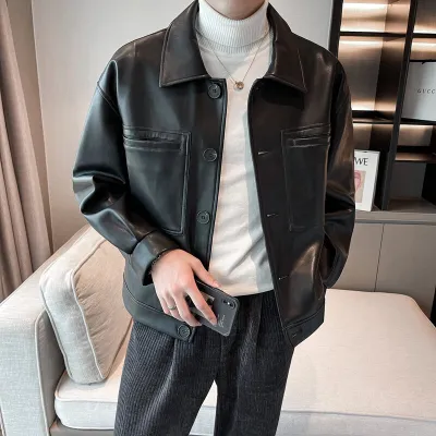 Men Retro Loose Lapel Cotton Denim Jacket