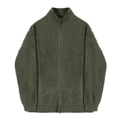 Men Autumn Winter Casual Loose Solid Color Knitted Cardigan Coat