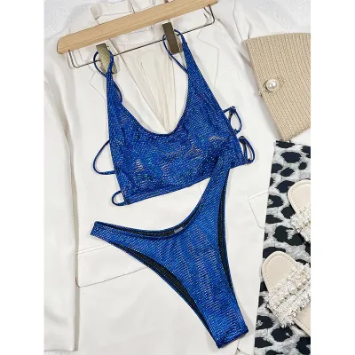 Women Sexy Gradient Lace-Up Bikini Swimsuit