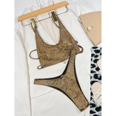 Women Sexy Gradient Lace-Up Bikini Swimsuit