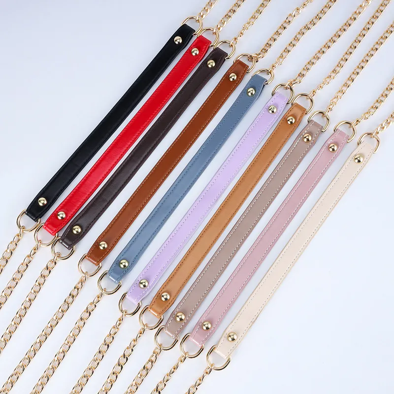 Fashion Simple Solid Color Pu Leather Chain Bag Strap Accessories