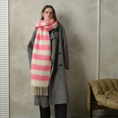 Women's Fashion Casual Autumn Winter Plaid Tassel Thickened Warm Shawl Scarf