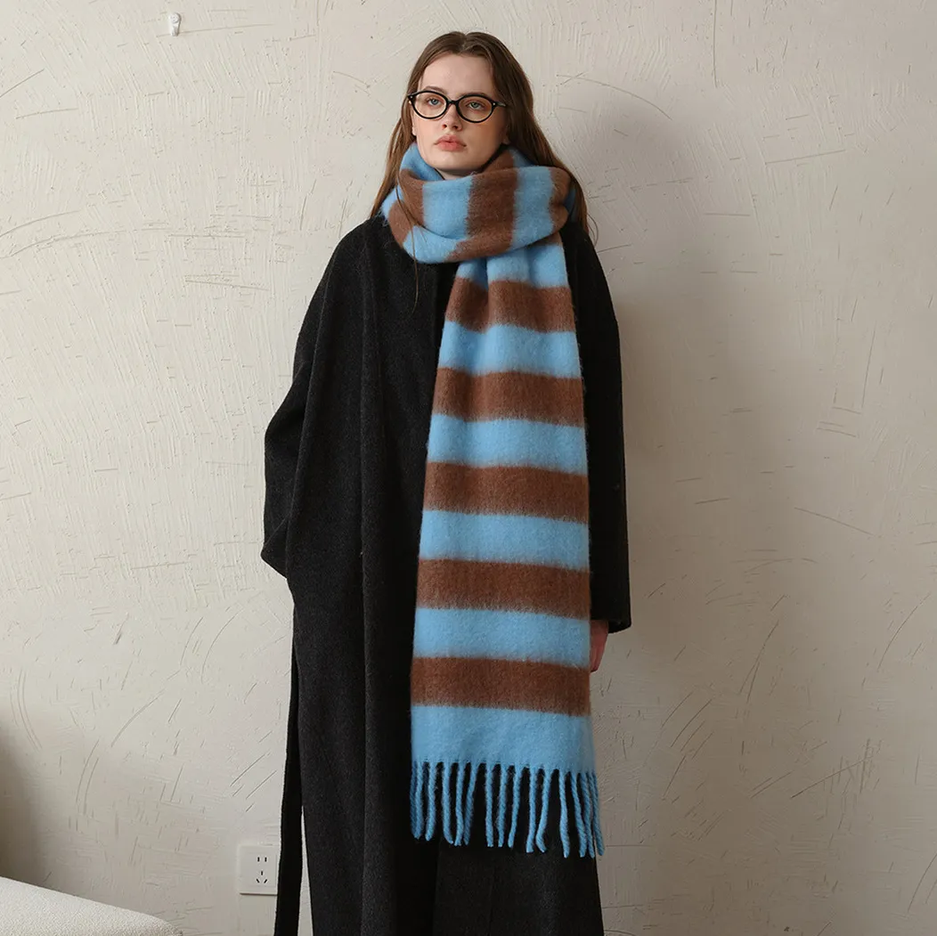 Women's Fashion Casual Autumn Winter Plaid Tassel Thickened Warm Shawl Scarf