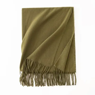 Women's Fashion Casual Solid Color Shawl Tassel Scarf