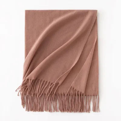 Women's Fashion Casual Solid Color Shawl Tassel Scarf