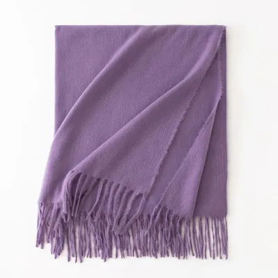 Women's Fashion Casual Solid Color Shawl Tassel Scarf