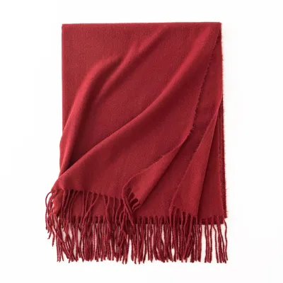 Women's Fashion Casual Solid Color Shawl Tassel Scarf