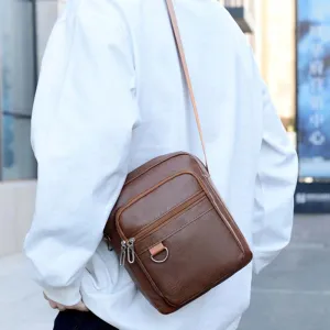 Men Casual Versatile PU Crossbody Bag for Travel 8 Inch Laptop