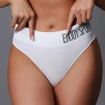 Women Fashion Sexy Solid Color Seamless Letter Wide Waist Seamless Thong
