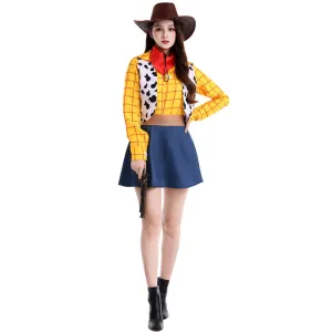 Halloween Women American Movie Toy Story Woody Stage Costume Hat Scarf Blouse Skirt Belt Set
