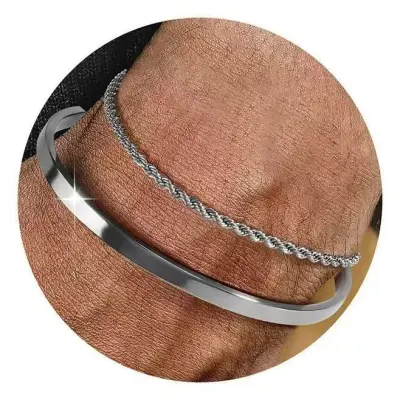 Men's Titanium Steel Exquisite Simple Cuban Chain Stackable Bracelet