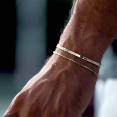 Men's Titanium Steel Exquisite Simple Cuban Chain Stackable Bracelet