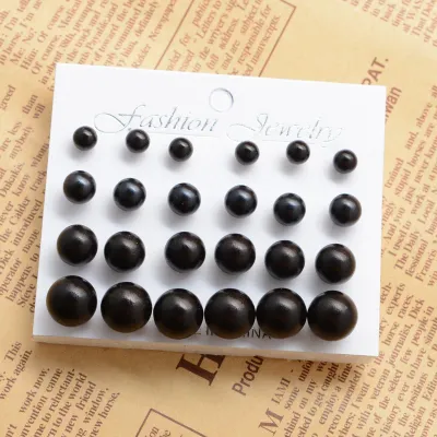 Women Fashion Simple Imitation Pearl 12 Pair/Set Earrings