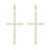 Gold Pearl Big Cross Earrings