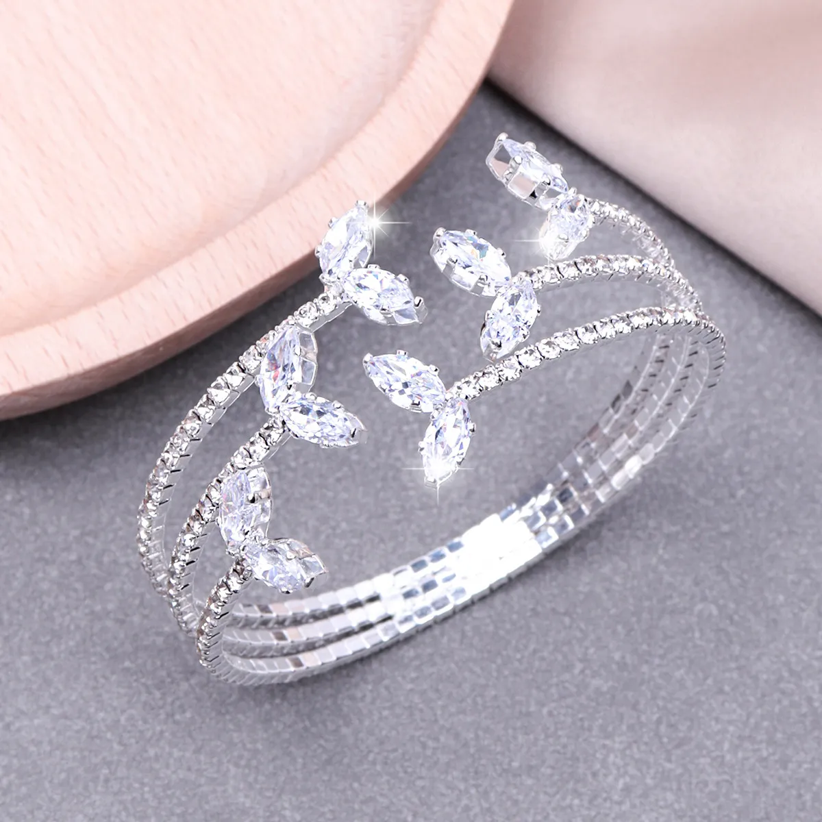 Women Fashion Multi Layer Rhinestone Stretch Bracelet