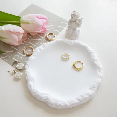 Imitation Stone Pattern Matte Gypsum Tray Jewelry Display Plate Nordic Wind Style