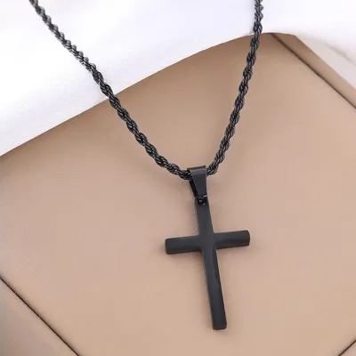 Titanium Steel Cross Pendant Necklace for Men