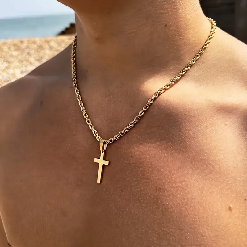 Titanium Steel Cross Pendant Necklace for Men
