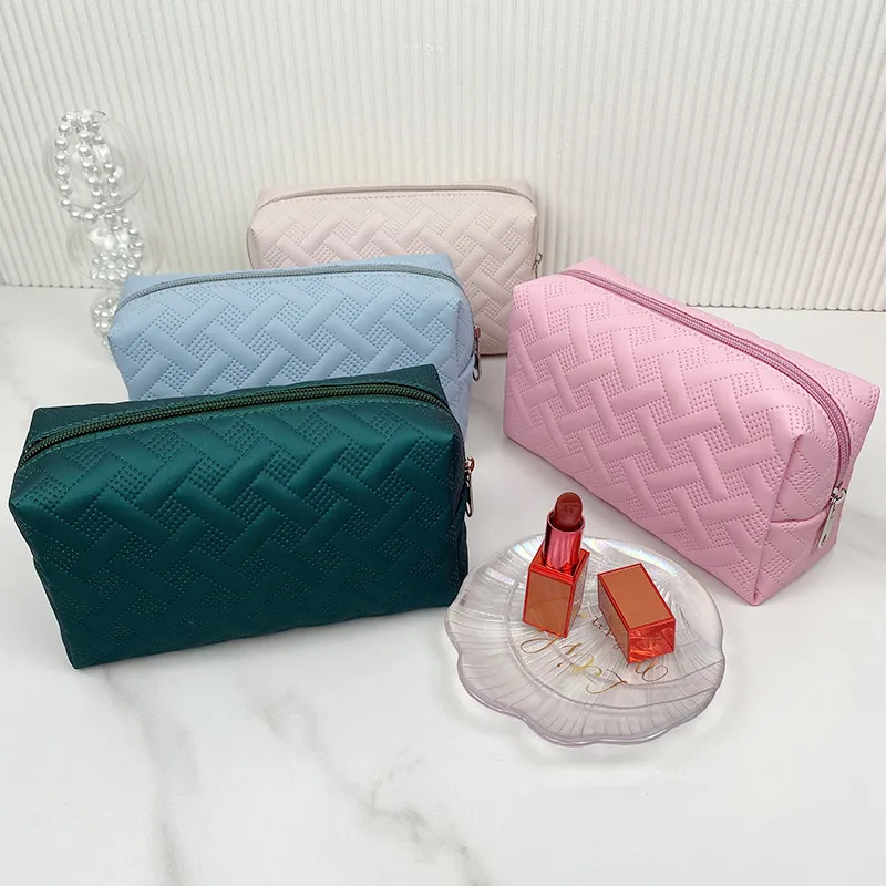 Fashion Casual Plaid Square Waterproof Large Capacity Travel PVC Makeup Bag