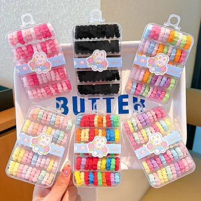 Kids Girl Fashion Solid Color Thread Rubber Elastic Hair Tie 50-Piece Set