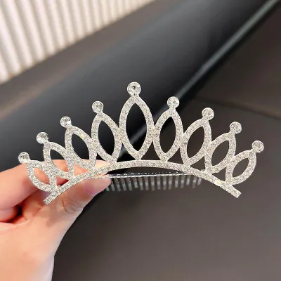 Kids Girl Elegant Pearl Crystal Rhinestone Crown Hair Accessories
