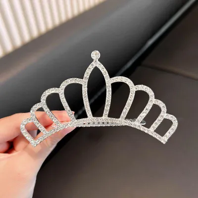Kids Girl Elegant Pearl Crystal Rhinestone Crown Hair Accessories