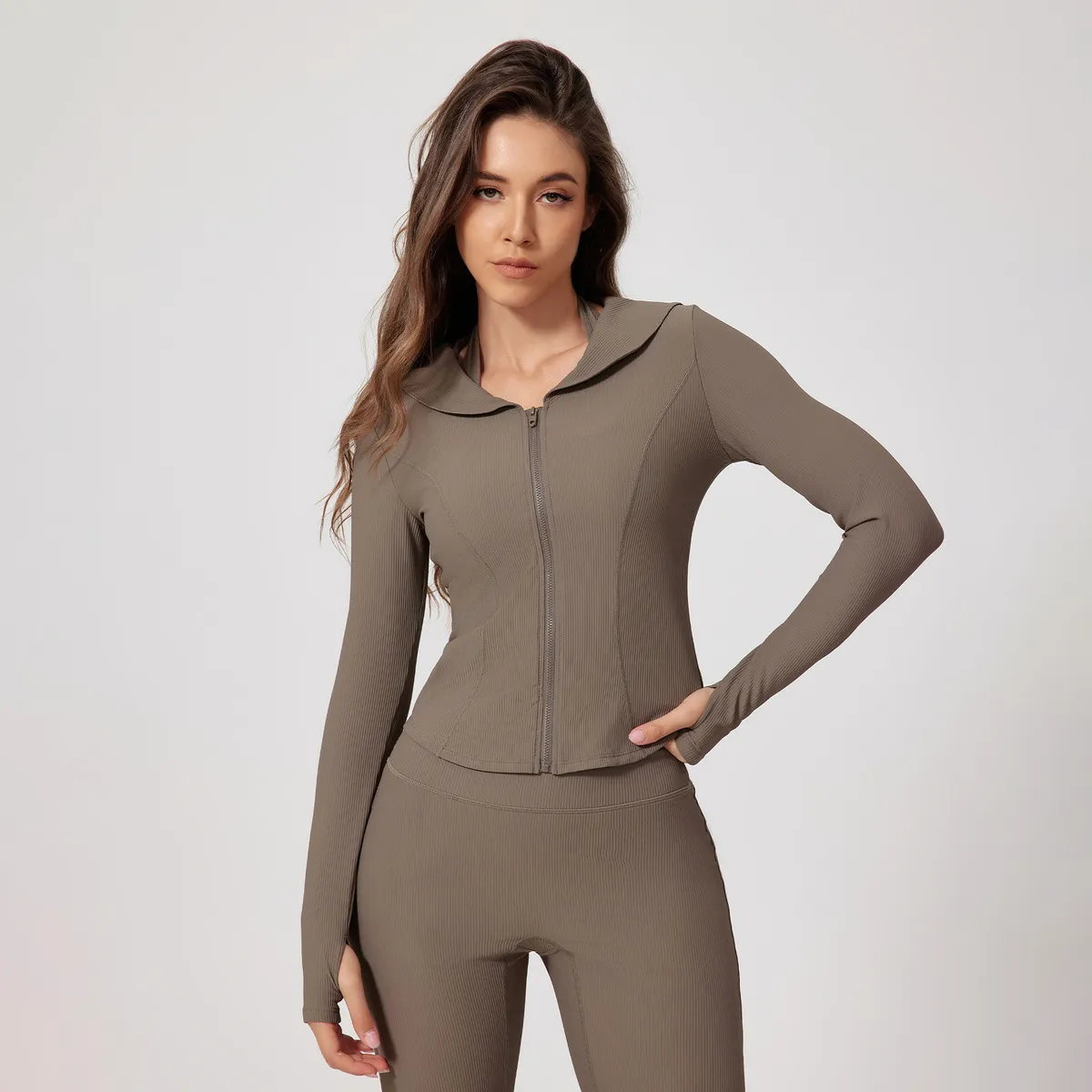 Women Casual Solid Color Long-Sleeve Quick-Dry Slim-Fit Yoga Sports Jacket