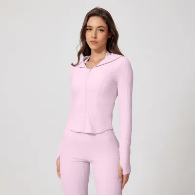Women Casual Solid Color Long-Sleeve Quick-Dry Slim-Fit Yoga Sports Jacket