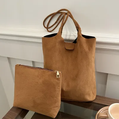 Women Fashion Casual Simple Solid Color Shoulder Bag Two-Piece Bag Set